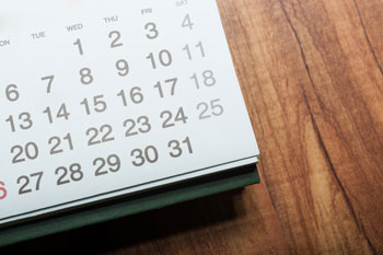 Ein Kalender zeigt die einzelnen Tage eines Monats an.